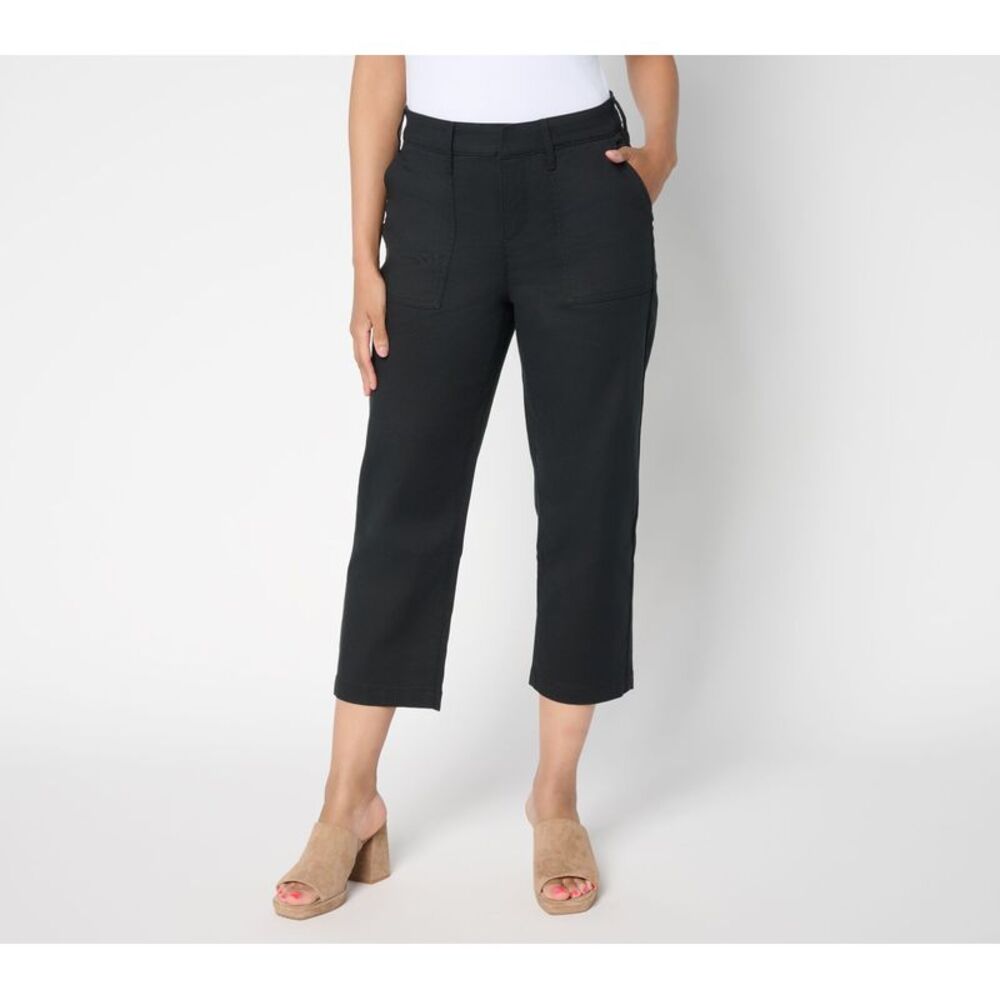 NYDJ Women's Plus Sz Pants 20W Twill Relaxed Straight Leg Utility Black